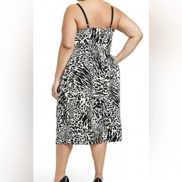Sergio Hudson Elegant Black and White Print Midi Dress size XL - Picture 7 of 7